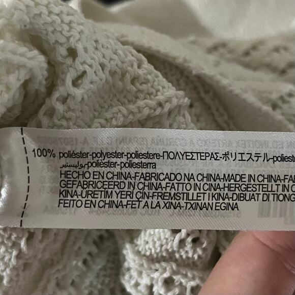 Zara Women’s Open Knit Pullover M/L White Long Sleeve Beach Layering Bohemian - Picture 10 of 10